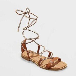 Universal Thread Aurelie Tan Gladiator Lace-Up Sandals Women Sz 6